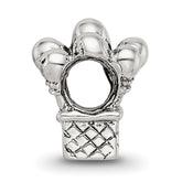 Sterling Silver 925 Kids Balloon Bead with Antiqued Finish